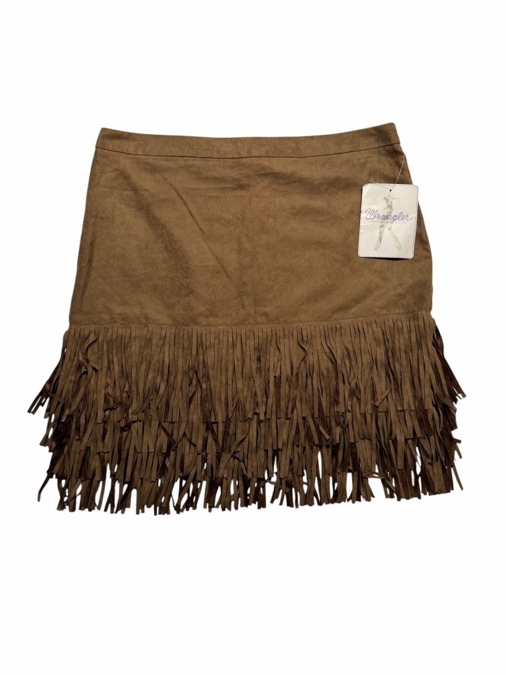 Wrangler Faux Suede Fringed Mini Skirt Women's Medium Brown Bohemian Western NEW